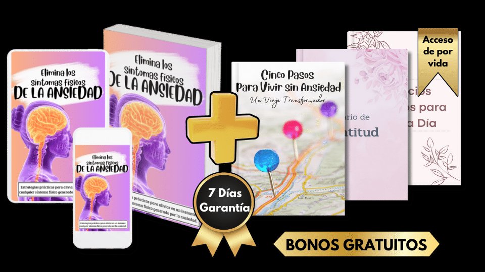 Persona sosteniendo el ebook Elimina los Síntomas Físicos de la Ansiedad